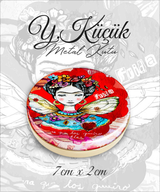 frida desenli y.küçük metal kutu