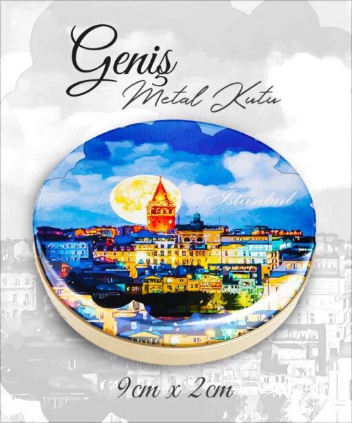 istanbul desenli geniş metal kutu