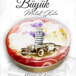 araba desenli büyük metal kutu