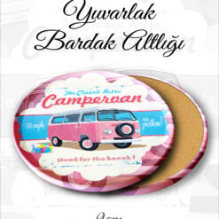 araba desenli yuvarlak bardakaltı