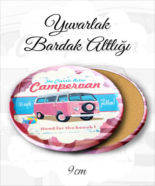 araba desenli yuvarlak bardakaltı