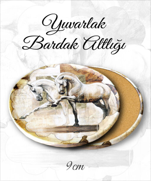 at desenli yuvarlak bardakaltı
