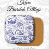 balık desenli metal kare bardakaltı