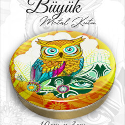 baykuş desenli büyük metal kutu