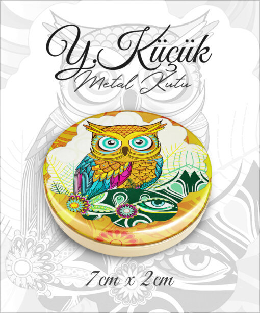 baykuş desenli y.küçük metal kutu