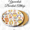 baykuş desenli yuvarlak bardakaltı