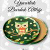 baykuş desenli yuvarlak bardakaltı