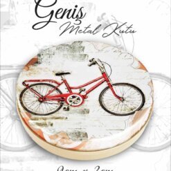 bisiklet desenli geniş metal kutu