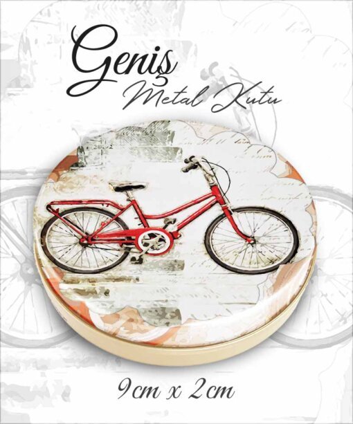 bisiklet desenli geniş metal kutu