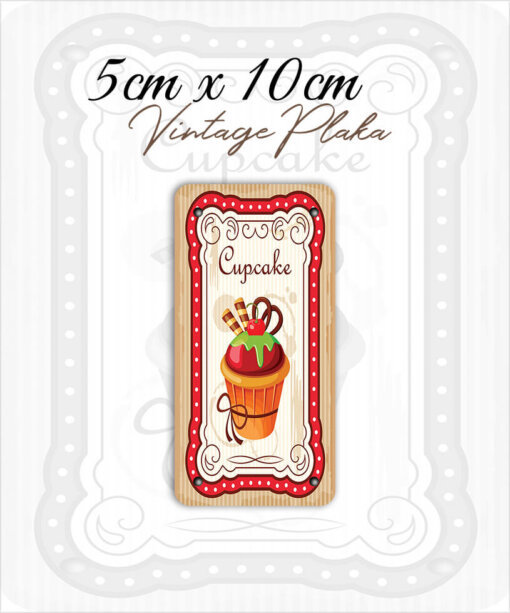 cupcake vintage küçük magnet plaka