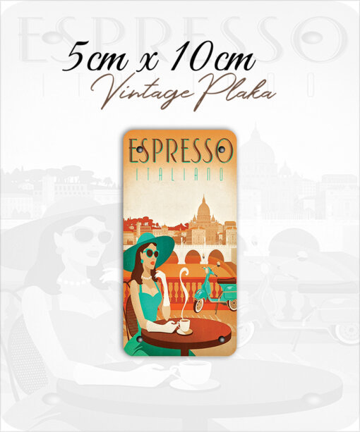 espresso vintage küçük magnet plaka