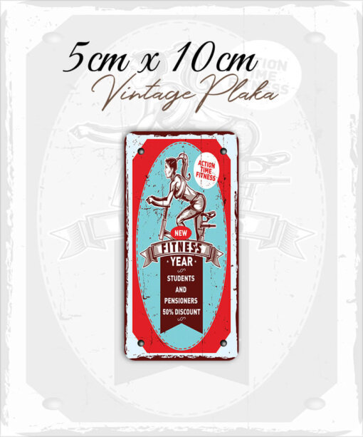 fitness vintage küçük magnet plaka