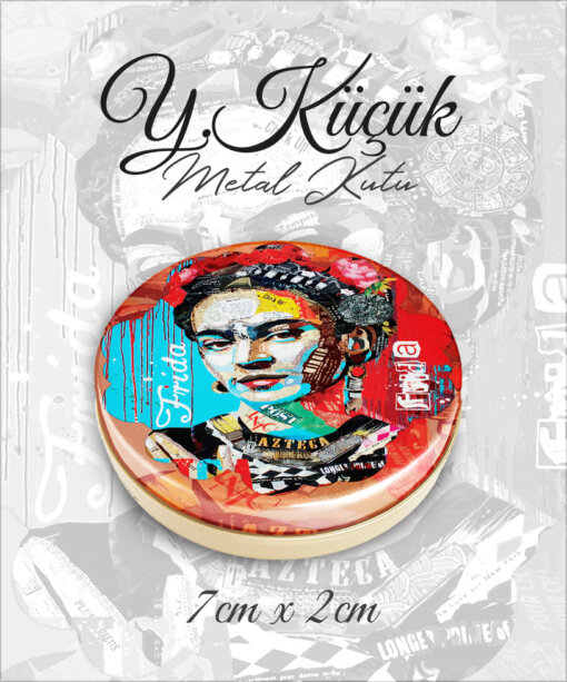 frida desenli y.küçük metal kutu