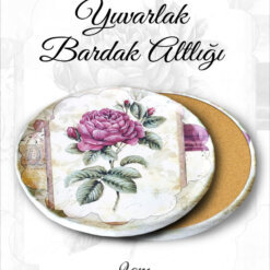 gül desenli yuvarlak bardakaltı