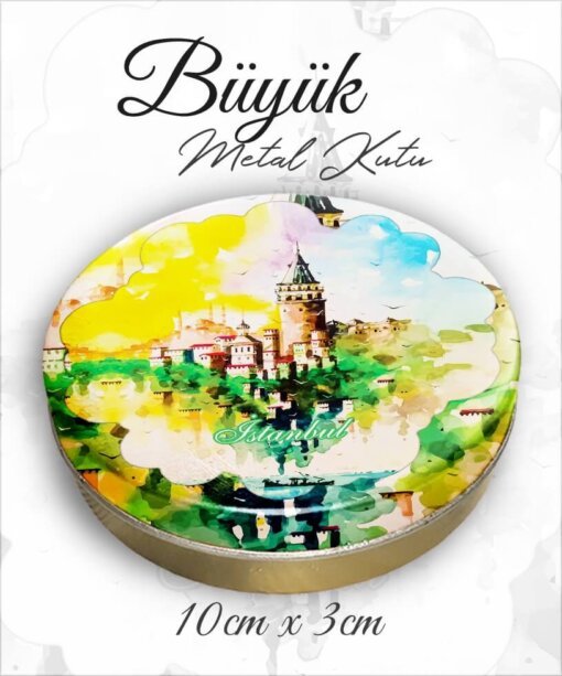 istanbul desenli büyük metal kutu