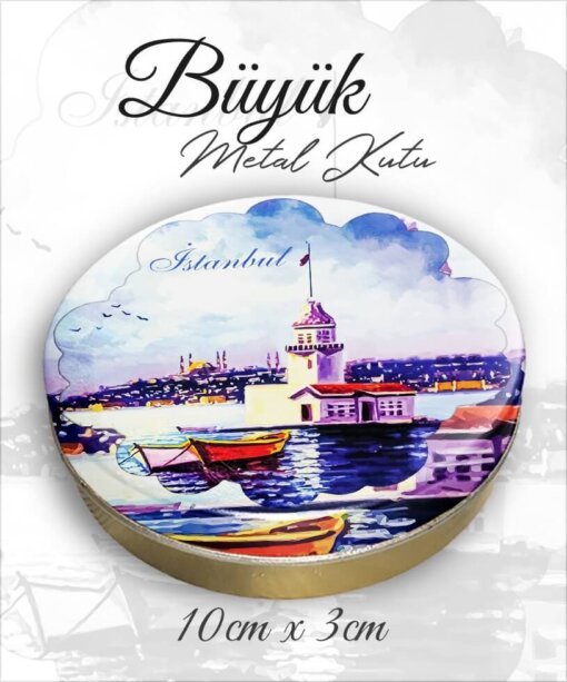 istanbul desenli büyük metal kutu