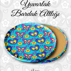 kalp desenli yuvarlak bardakaltı