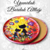 kedi desenli yuvarlak bardakaltı