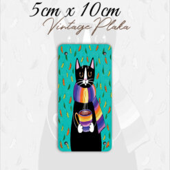 kedi vintage küçük magnet plaka