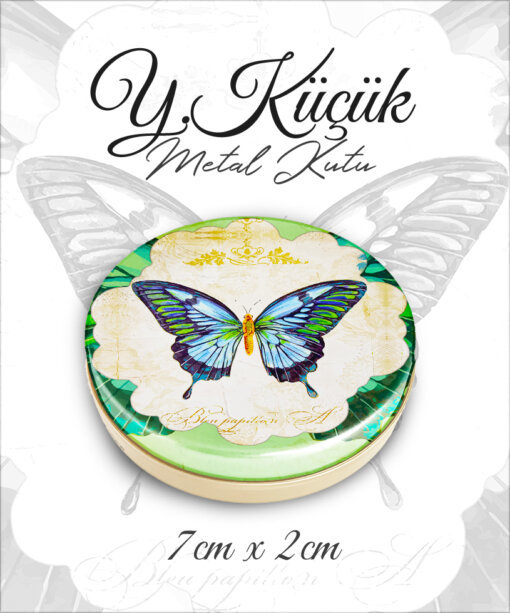 kelebek desenli y.küçük metal kutu