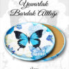 kelebek desenli yuvarlak bardakaltı