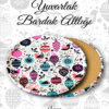 kuş desenli yuvarlak bardakaltı