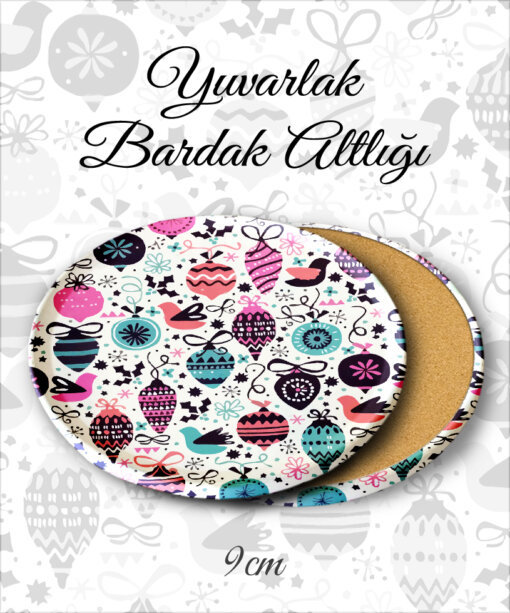 kuş desenli yuvarlak bardakaltı