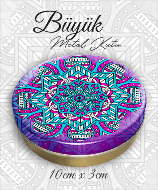 mandala desenli büyük metal kutu