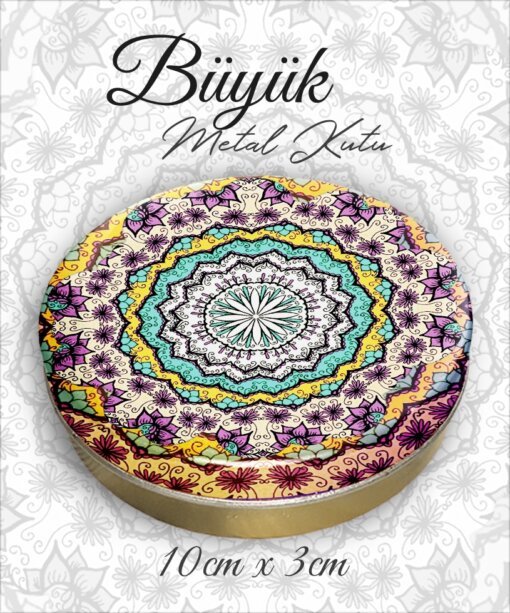 mandala desenli büyük metal kutu