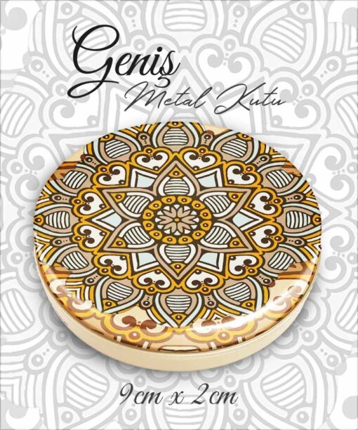 mandala desenli geniş metal kutu
