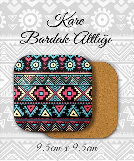 mandala desenli metal kare bardakaltı