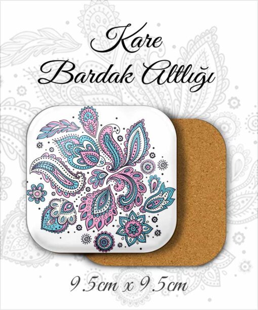 mandala desenli metal kare bardakaltı