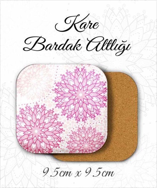 mandala desenli metal kare bardakaltı