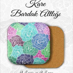 mandala desenli metal kare bardakaltı