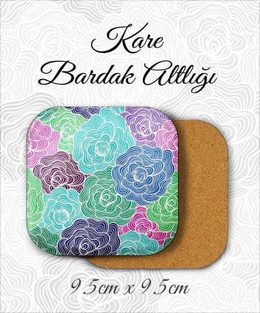 mandala desenli metal kare bardakaltı