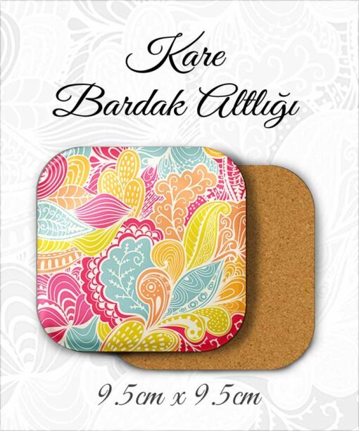 mandala desenli metal kare bardakaltı