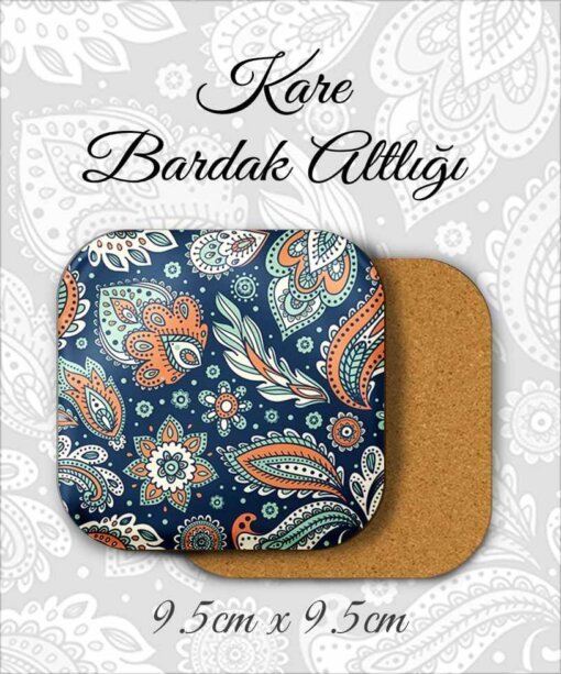 mandala desenli metal kare bardakaltı