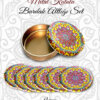 mandala desenli yuvarlak bardakaltı set