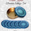 mandala desenli yuvarlak bardakaltı set