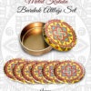 mandala desenli yuvarlak bardakaltı set