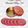 mandala desenli yuvarlak bardakaltı set