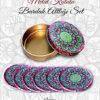 mandala desenli yuvarlak bardakaltı set