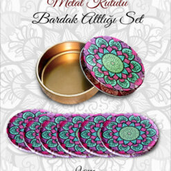 mandala desenli yuvarlak bardakaltı set