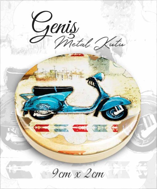 motor desenli geniş metal kutu