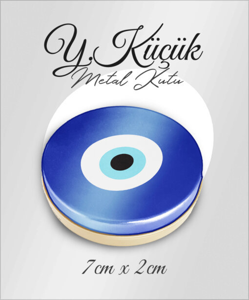 nazar boncuk desenli y.küçük metal kutu