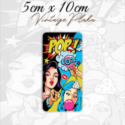 pop art vintage küçük magnet plaka