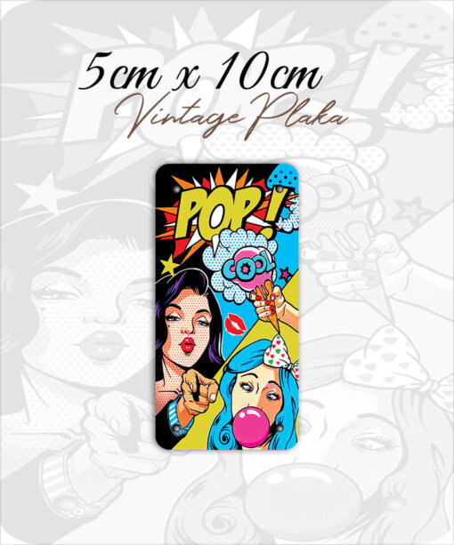 pop art vintage küçük magnet plaka