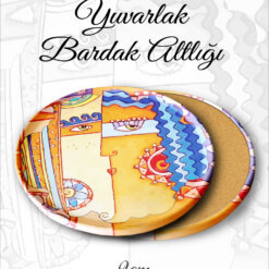 soyut desenli yuvarlak bardakaltı