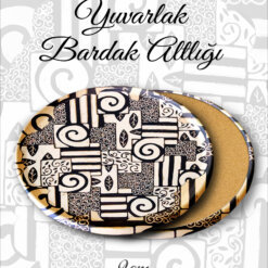 soyut desenli yuvarlak bardakaltı