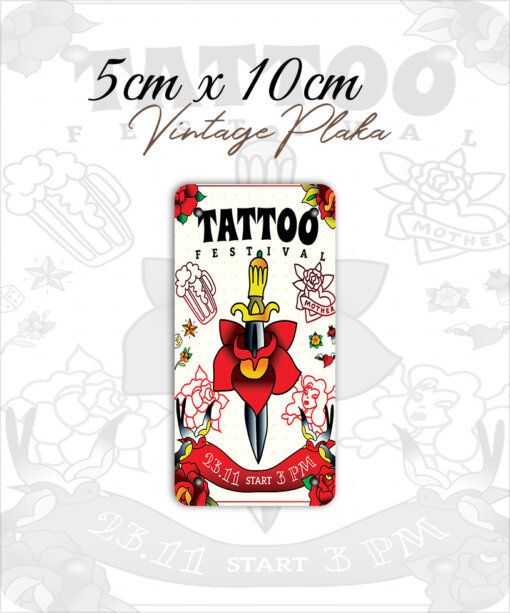 tattoo vintage küçük magnet plaka